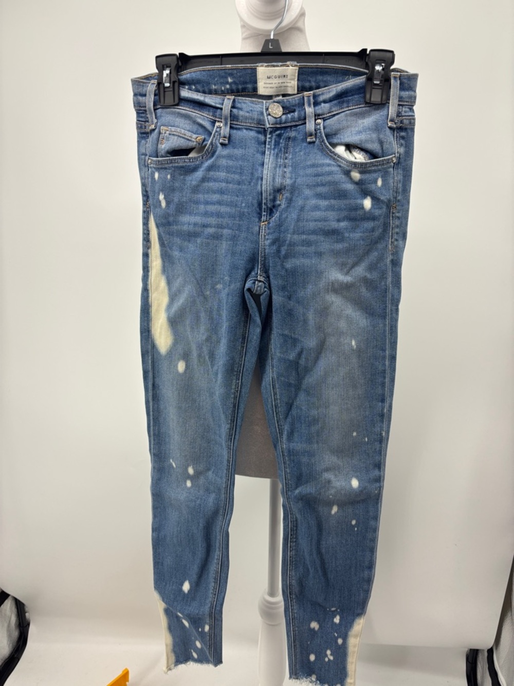 McGuire Denim Blue Skinny Jeans with Bleach Accents